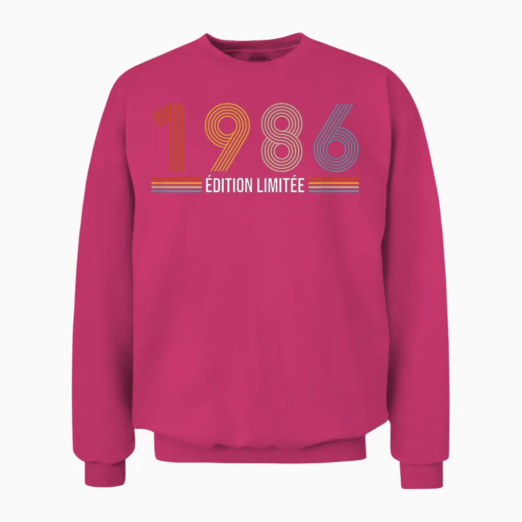 Vintage 1986 Limited Edition 39th Anniversary Retro 39 Years Unisex Sweatshirt in Heliconia