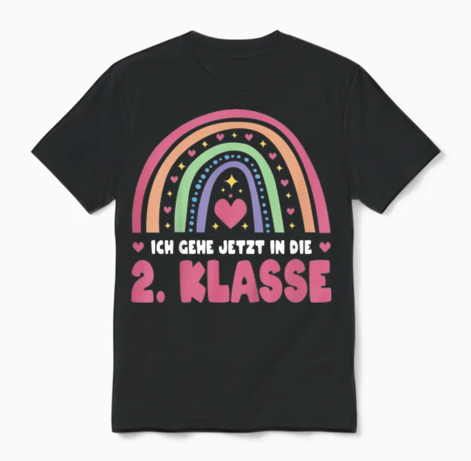 2 Klasse Schule Ich Gehe Jetzt in Die Zweite Klasse Unisex T-Shirt in Black