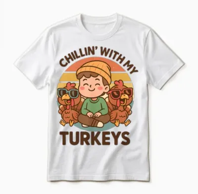 Chillin with My Turkeys Unisex T-Shirt - White