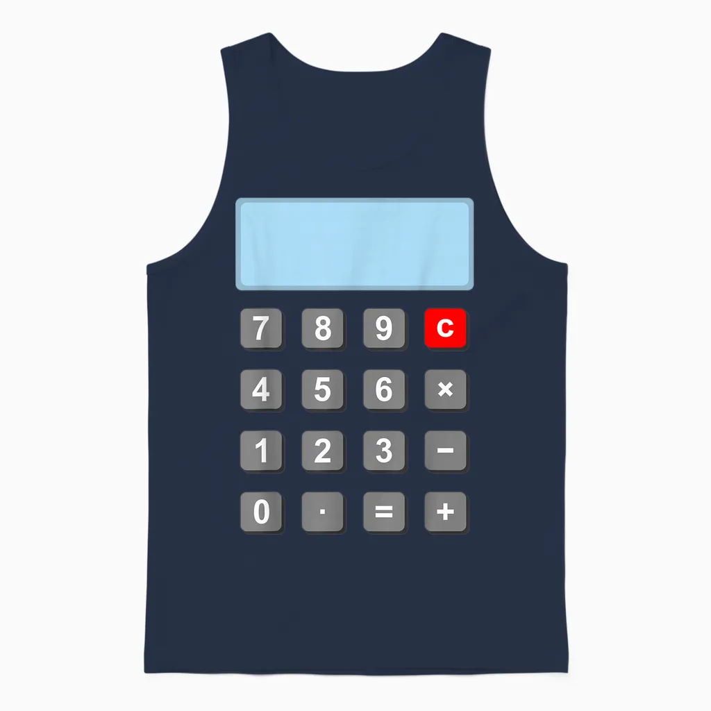 Taschenrechner Kostüm Karneval Mathe Lehrer Mathematik Unisex Tank Top in Navy