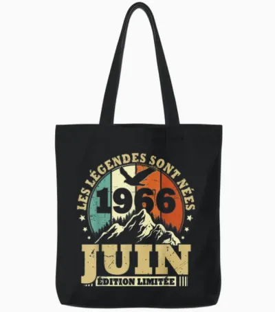 Les Légendes Sont Nées En Juin 1966 Anniversaire 60 Ans Tote Bags - Black