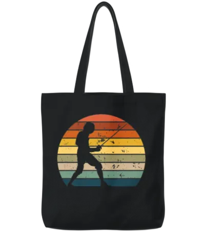 Retro Fencing Tote Bags - Black