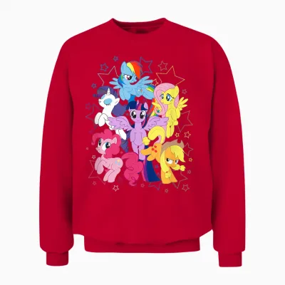 My Little Pony: Friendship Is Magic Starry Group Shot T-Shirt, Black Unisex Sweatshirt - Red