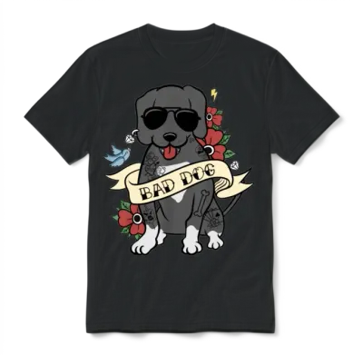 Bad Dog Tattoo Great Dane Unisex T-Shirt - Black