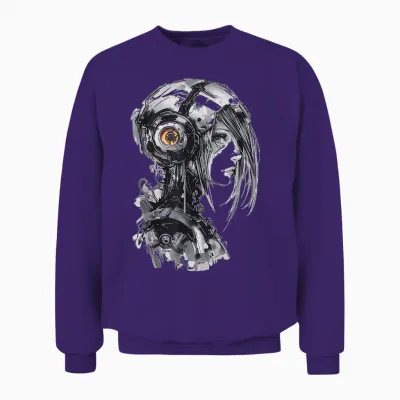 Anime Pattern Illustration, Manga T-Shirt, White, S Unisex Sweatshirt - Purple