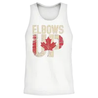 Elbows Up Canada Maple Leaf Unisex Tank Top - White – 2