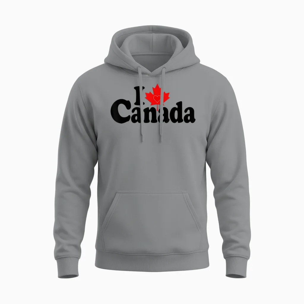 I Love Canada I Heart Canada Canada Culture Canadienne Unisex Hoodie in Sport Grey