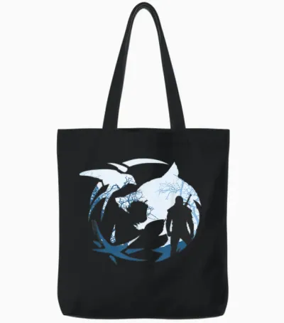 The Witcher Logo Silhouette Tote Bags - Black