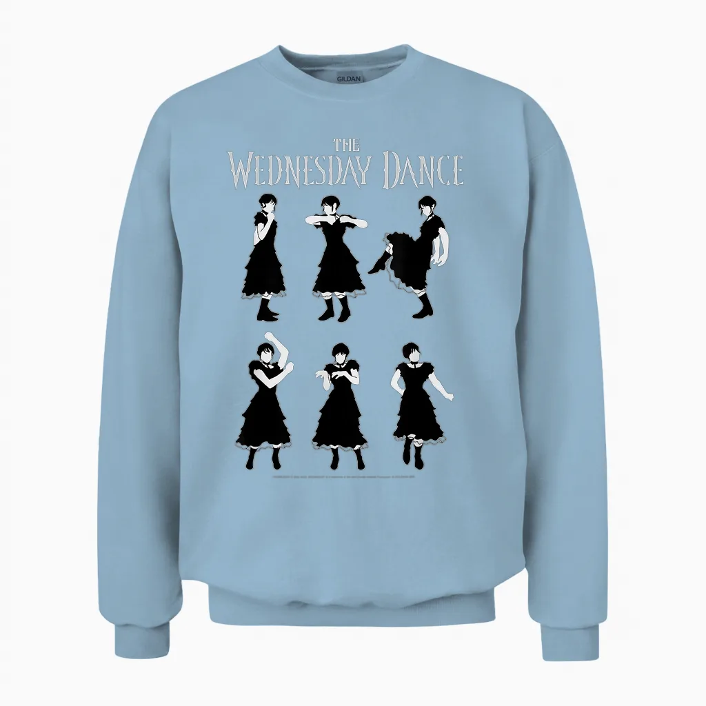 Wednesday the Wednesday Dance Moves Tutorial Unisex Sweatshirt in Light Blue