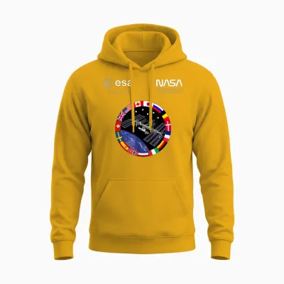 Nasa Worm and Esa Logo Iss International Space Station Unisex Hoodie - Gold