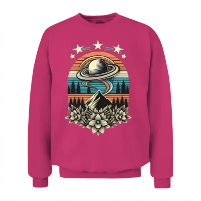 Hilltop Retro Ufo Unisex Sweatshirt - Heliconia