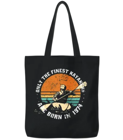 Kayak-Rafting Kayaker Vintage 1974 Birthday Tote Bags - Black