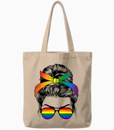 Rainbow Bun Gay Homo Outfit Lgbt Gay Homosexuality T-Shirt, White Tote Bags - Natural