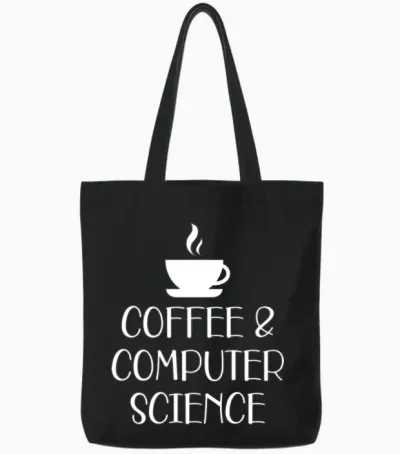 Coffee and Computer Science Tote Bags - Black