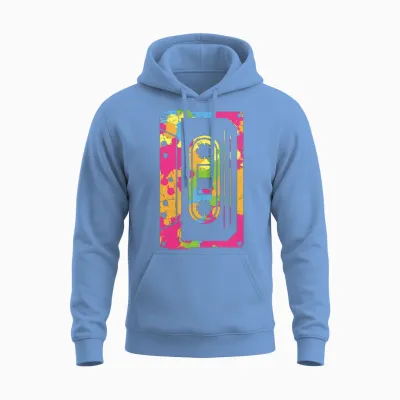 Colorful Retro Cassette Tape Unisex Hoodie - Carolina Blue