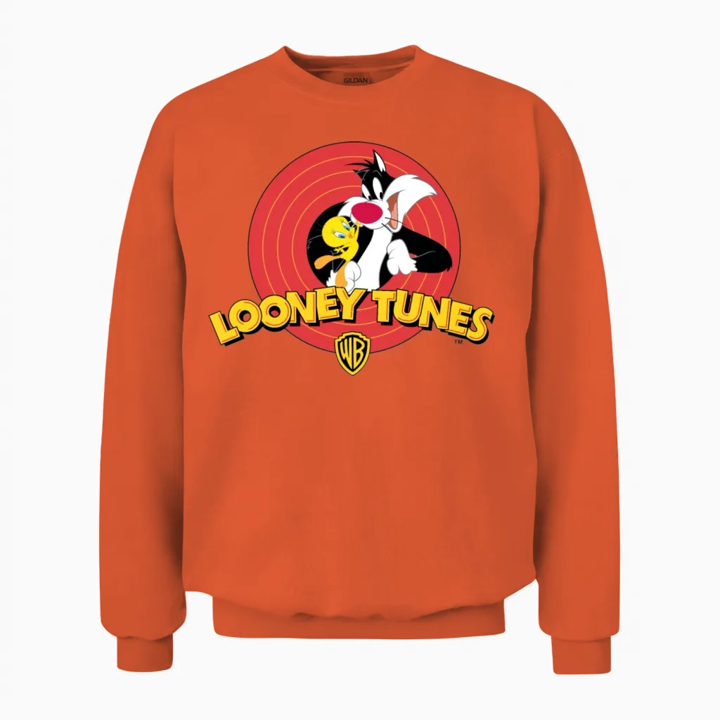 Looney Tunes Sylvester and Tweety Unisex Sweatshirt in Orange