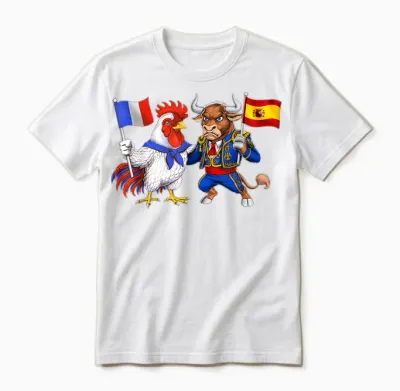 Flag France Spain French Roots Spanish Heritage Unisex T-Shirt - White