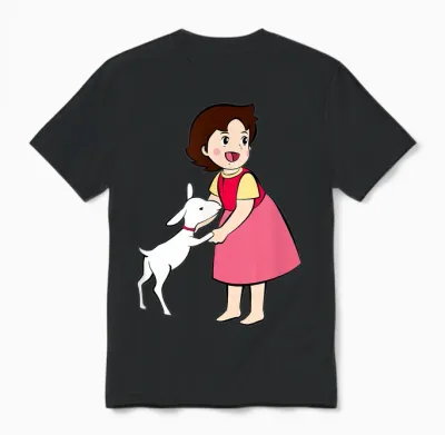Heidi with Goat Cute Cartoon Tv Series T-Shirt, Blue Unisex T-Shirt - Black