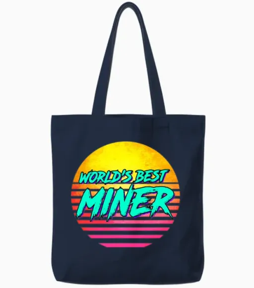 Funny Retro Miner Tote Bags - Navy