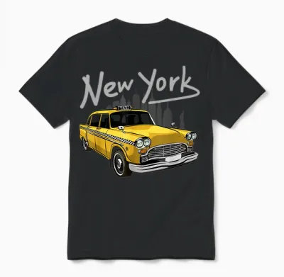 New York Taxi Yellow New York Souvenir T-Shirt for Men and Women T-Shirt, Black Unisex T-Shirt - Black