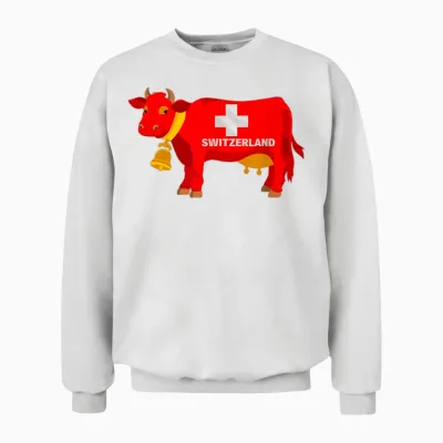 Swiss Flag Swiss Cow Swiss Alps Unisex Sweatshirt - White