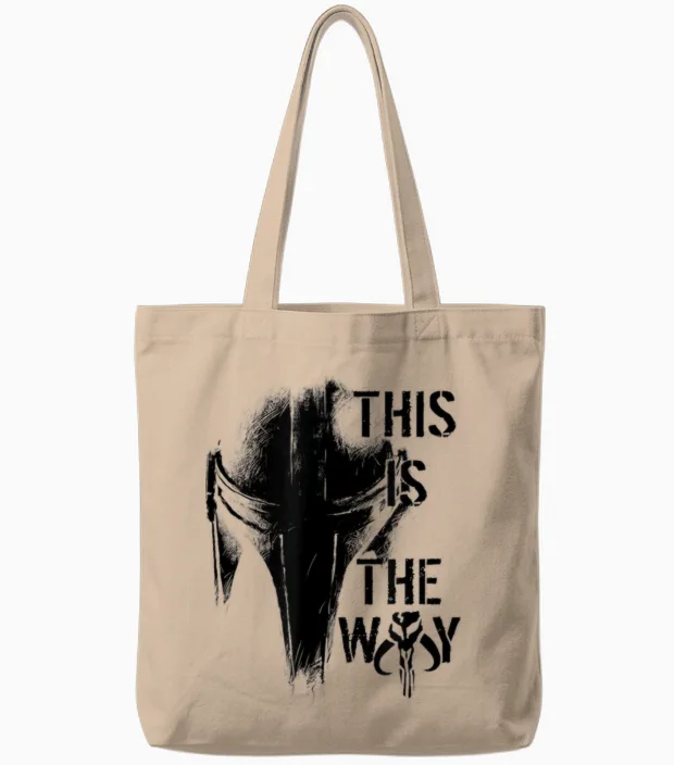 Star Wars the Mandalorian the Way Mando Helm T-Shirt - Weiß, Kurzarm, V-Ausschnitt, Klein, Unisex, Einfarbig, Pull-On, 1 Count, Eu 38/40 Tote Bags in Natural