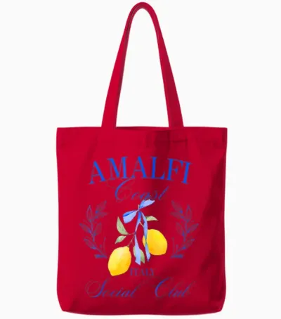Italy Gift for Her Amalfi Coast Italy Sorrento Capri Lemons Tote Bags - Red