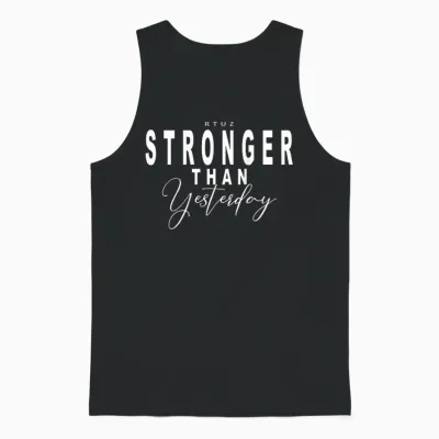 Fitness Backprint Slogan Jogging Training Motivation Sports T-Shirt, Black Unisex Tank Top - Black