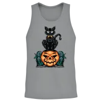 Funny Cat Halloween Unisex Tank Top - Sport Grey – 2
