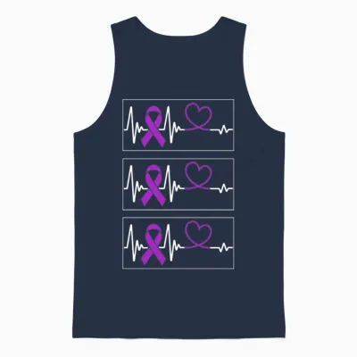 Domestic Violence Awareness Shirt, Heartbeat Unisex Tank Top - Navy