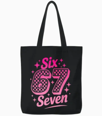 67 Six Seven 6-7 Sweet Italian Brainrot Kids Meme Tote Bags - Black