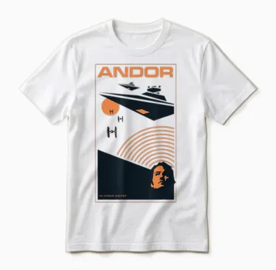 Star Wars Andor Spaceships Classic Minimalistic Style Poster T-Shirt, White, S Unisex T-Shirt - White