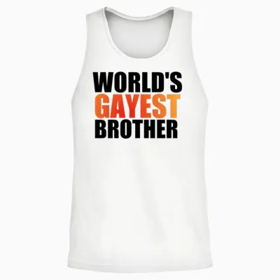 World's Gayest Brother Funny Gay Unisex Tank Top - White