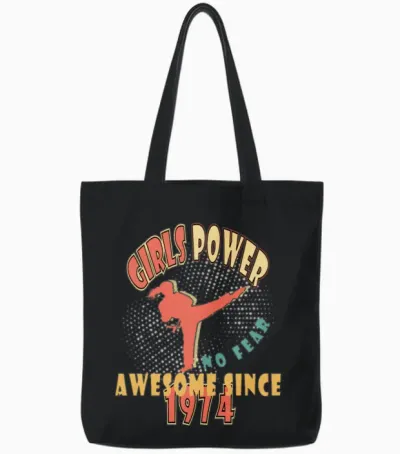 1974 Vinatge Girls Power Birthday Tote Bags - Black