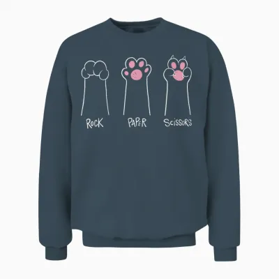 Ciseaux En Papier Minimaliste Motif Pattes De Chat Unisex Sweatshirt - Dark Heather