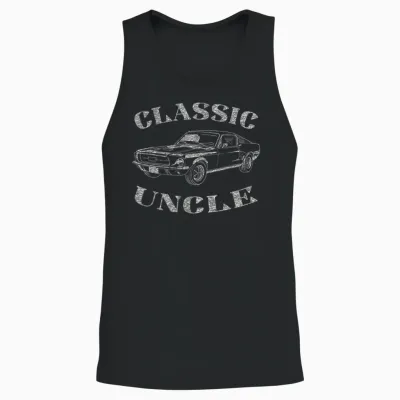 Funny Uncle Saying Classic Car Graphic Unisex Tank Top - Black