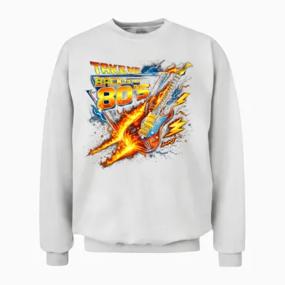 Take Me Back to the 80s Rock Music Nostalgia Throwback Unisex Sweatshirt - White