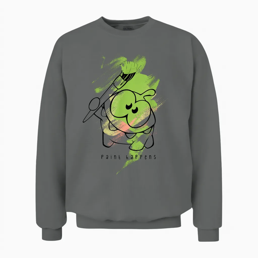 Cut the Rope: Om Nom Juxtapose Painter Unisex Sweatshirt in Graphite Heather