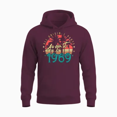 1969 August Retro Unisex Hoodie - Maroon