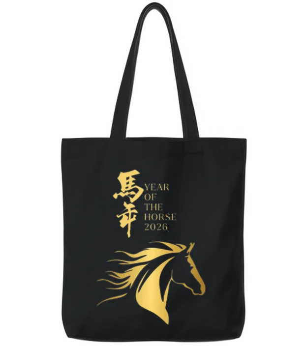 Year of the Horse 2026 β Lovers Tote Bags - Black