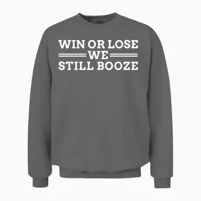 Funny Sports Fan, Drinking Tailgate, White Unisex Sweatshirt - Graphite Heather