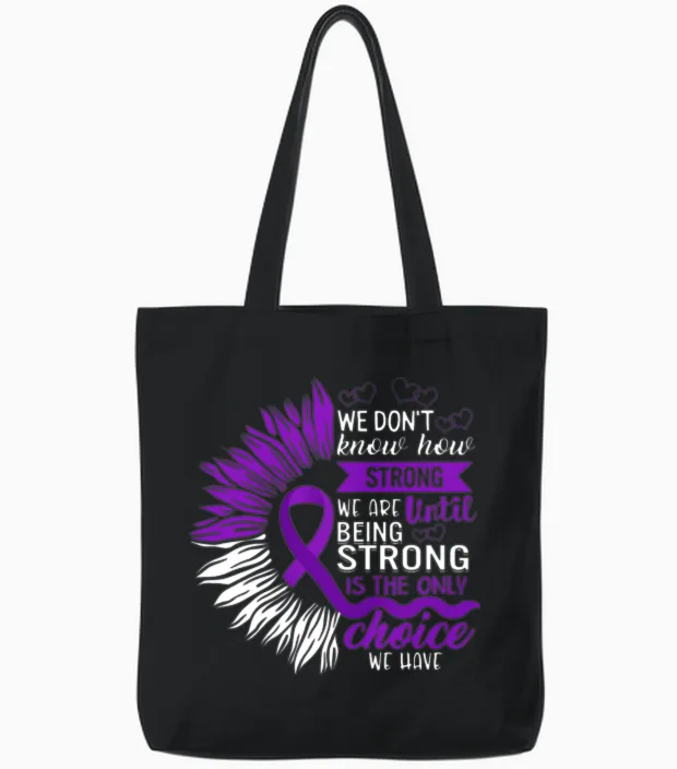 Domestic Violence Awareness Shirt, Being Strong Tote Bags in Black