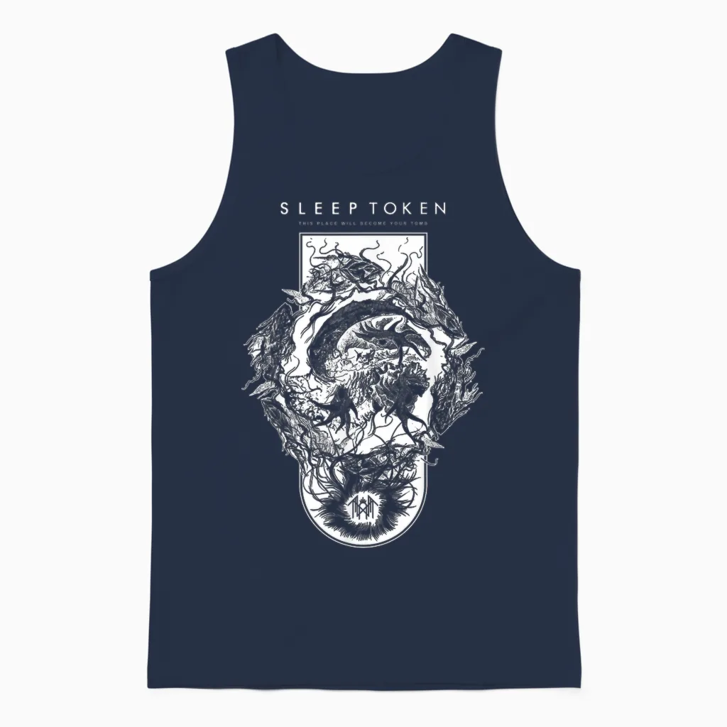 Sleep Token Tpwbyt Sigil Brown Unisex Tank Top in Navy