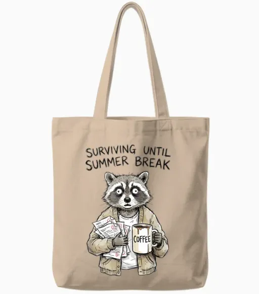 Professeure Amusante De Surviving Until Summer Break Raccoon Tote Bags - Natural