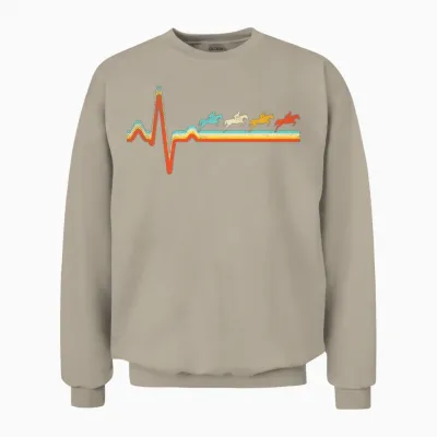 Horse Retro Heartbeat Unisex Sweatshirt - Sand