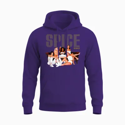 Official Spice Girls T-Shirt Sofa Photo, Black, S Unisex Hoodie - Purple