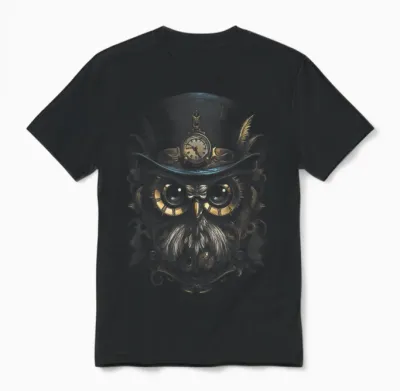 Steampunk Mechanische Eule Viktorianisch Vogel Unisex T-Shirt - Black