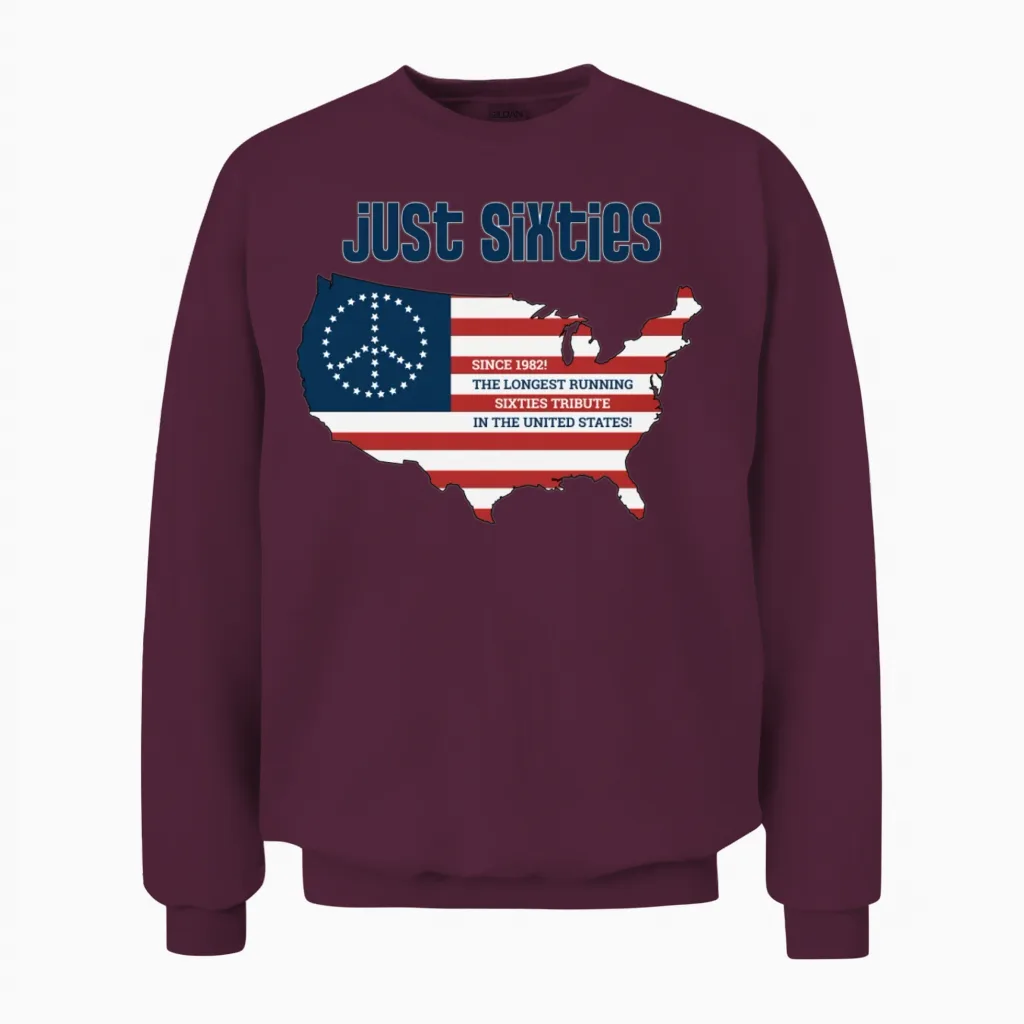 Just Sixties 2025 Tour Unisex Sweatshirt in Maroon