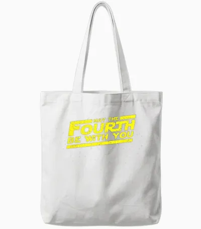 Retro May the Fourth 4th Be with You Space Stars Sci-Fi Nerd Tote Bags - White