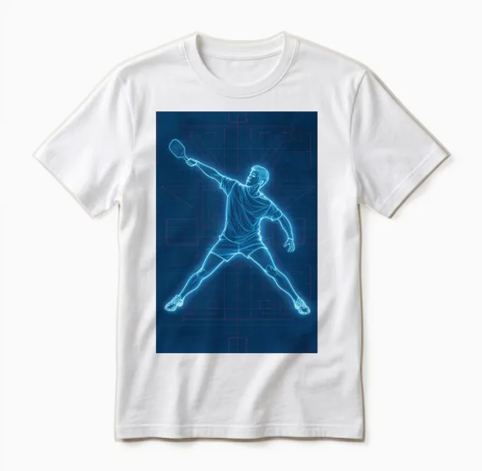 Neon Circuit Tennis Player Unisex T-Shirt in White